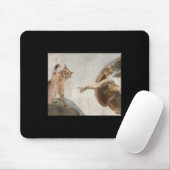 Funny Cat God Creation von Adam Meme Michelangelo Mousepad (Mit Mouse)