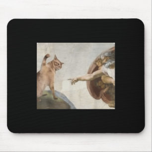 Funny Cat God Creation von Adam Meme Michelangelo  Mousepad