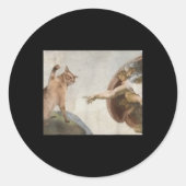 Funny Cat God Creation von Adam Meme Michelangelo Runder Aufkleber (Vorderseite)