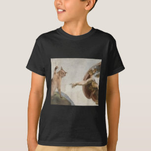Funny Cat God Creation von Adam Meme Michelangelo T-Shirt