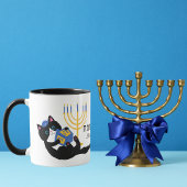 Funny Cat Gold Menorah Hebräisches Glück Hanukkah Tasse