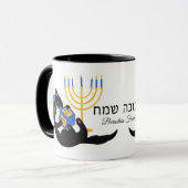 Funny Cat Gold Menorah Hebräisches Glück Hanukkah Tasse (Vorderseite Links)