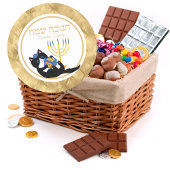 Funny Cat Gold Menorah Judisch Hebrew Hanukkah Runder Aufkleber