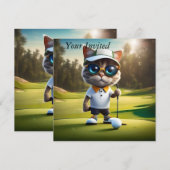 Funny Cat Golf Player, Einladung (Vorne/Hinten)