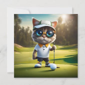 Funny Cat Golf Player, Einladung (Rückseite)
