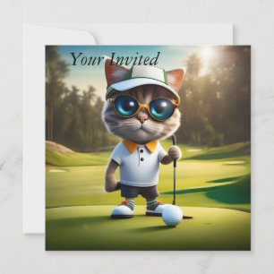Funny Cat Golf Player, Einladung