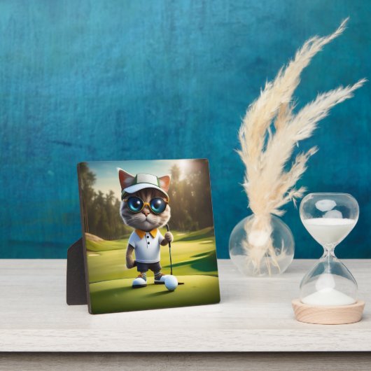 Funny Cat Golf Player, Fotoplatte (InSitu)