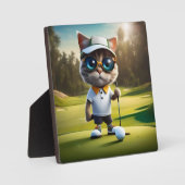 Funny Cat Golf Player, Fotoplatte (Vorderseite)