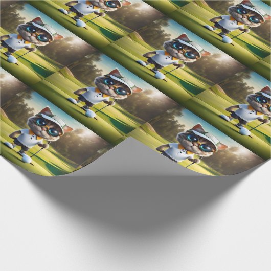 Funny Cat Golf Player, Geschenkpapier (Ecke)