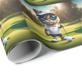 Funny Cat Golf Player, Geschenkpapier (Rolleneckpunkt)