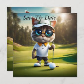 Funny Cat Golf Player, Save The Date (Vorne/Hinten)