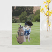 Funny Cat Golfer Birthday Karte (Gelbe Blume)