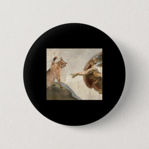 Funny Cat Gott Schöpfung Adam Meme Jesus Button
