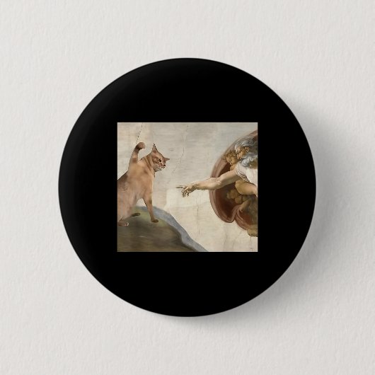 Funny Cat Gott Schöpfung Adam Meme Jesus Button (Vorderseite)