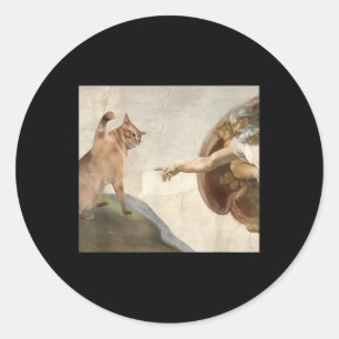Funny Cat Gott Schöpfung Adam Meme Jesus Runder Aufkleber