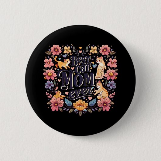 Funny Cat Grafik Frauen Mutter Katze Kätzchen Best Button (Vorderseite)