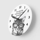 Funny Cat Grammatik Lehrerin Klassenzimmer Wand Runde Wanduhr (Winkel)