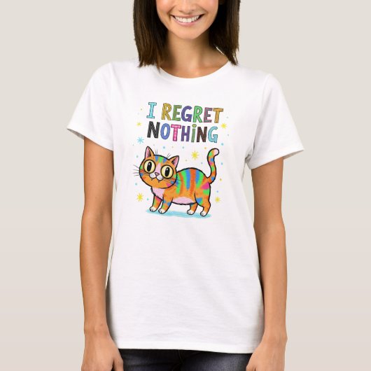 Funny Cat Graphic mit Quirky Text T - Shirt (Vorderseite)