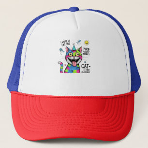 Funny Cat Graphic mit Quirky Text T - Shirt Truckerkappe