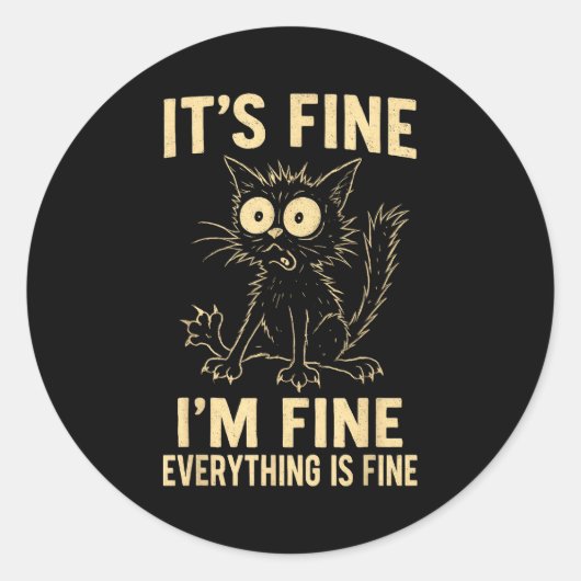 Funny Cat Graphic Tee Men Women Kids Weird Crazy M Runder Aufkleber (Vorderseite)