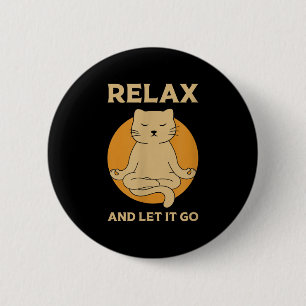 Funny Cat Graphic Yoga Zen Meditation Button