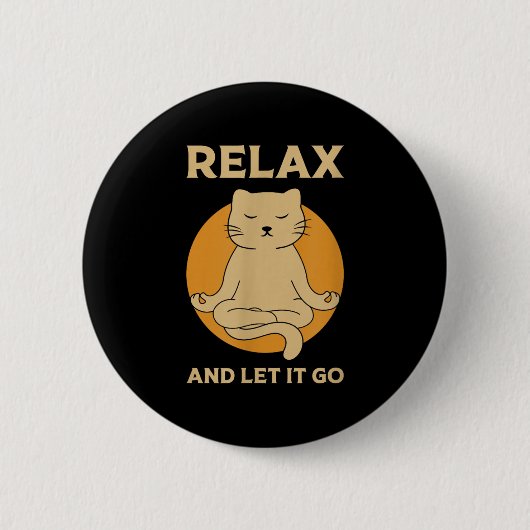 Funny Cat Graphic Yoga Zen Meditation Button (Vorderseite)