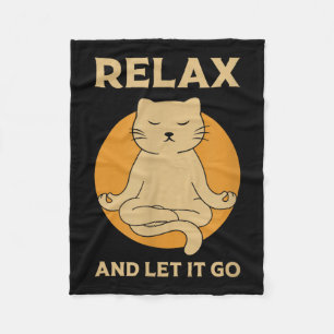 Funny Cat Graphic Yoga Zen Meditation Fleecedecke