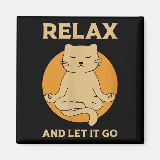 Funny Cat Graphic Yoga Zen Meditation Magnet (Vorne)
