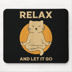 Funny Cat Graphic Yoga Zen Meditation Mousepad