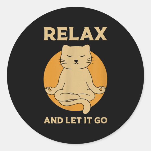 Funny Cat Graphic Yoga Zen Meditation Runder Aufkleber (Vorderseite)