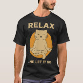 Funny Cat Graphic Yoga Zen Meditation T-Shirt (Vorderseite)