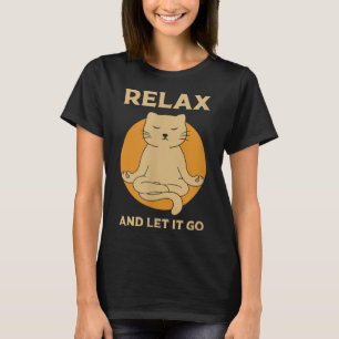 Funny Cat Graphic Yoga Zen Meditation T-Shirt