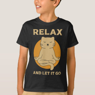 Funny Cat Graphic Yoga Zen Meditation T-Shirt