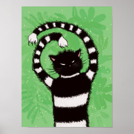 Funny Cat Green Blätter Nature Lover Poster