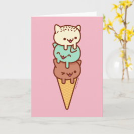 Funny Cat Greycard - SOMMER ICE CREAM CONE Karte