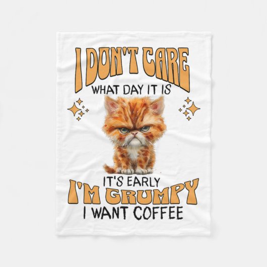 Funny Cat Grumpy Kaffee Lover Sarcastic Ich Wollte Fleecedecke (Vorderseite)