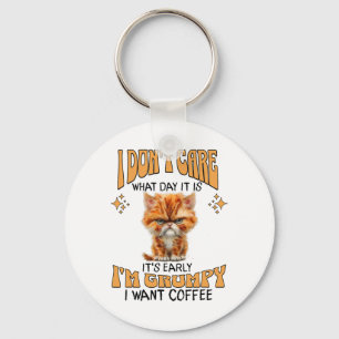 Funny Cat Grumpy Kaffee Lover Sarcastic Ich Wollte Schlüsselanhänger