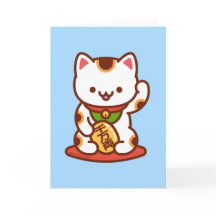Funny Cat Grußkarte: MANEKI-NEKO