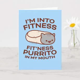 Funny Cat Grußkarte: PURRITO FITNESS Karte