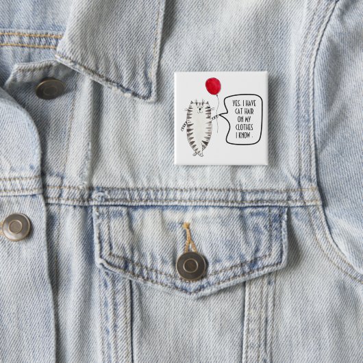 Funny Cat Hair Awareness Button Black and White (Beispiel)