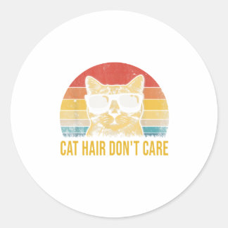 Funny Cat Hair Don't Care Card for Cat Lovers Runder Aufkleber