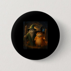 Funny Cat Halloween Cat Meme Wizard Cat Weiß Niedl Button