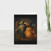 Funny Cat Halloween Cat Meme Wizard Cat Weiß Niedl Karte (Vorderseite)