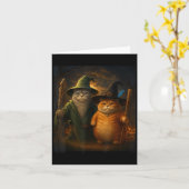 Funny Cat Halloween Cat Meme Wizard Cat Weiß Niedl Karte (Gelbe Blume)