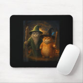 Funny Cat Halloween Cat Meme Wizard Cat Weiß Niedl Mousepad (Mit Mouse)
