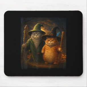 Funny Cat Halloween Cat Meme Wizard Cat Weiß Niedl Mousepad
