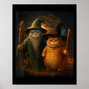 Funny Cat Halloween Cat Meme Wizard Cat Weiß Niedl Poster