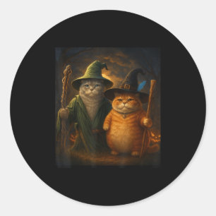 Funny Cat Halloween Cat Meme Wizard Cat Weiß Niedl Runder Aufkleber