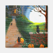 Funny Cat Halloween Creationarts Magnet (Vorne)