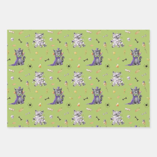 Funny Cat Halloween Geschenkpapier Set (Vorderseite 3)